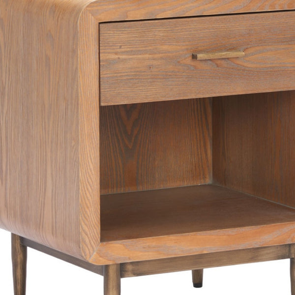 HomeRoots 20" Brown Wood Pedestal End Table with Drawer - Versatile Storage Solution for Any Room Decor 622882