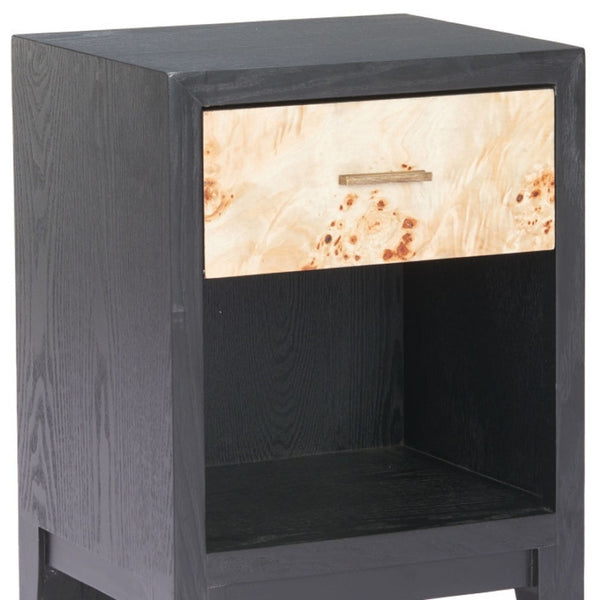 HomeRoots 22" Black Solid Wood Pedestal End Table - Stylish Storage Solution for Modern Living Spaces 622884