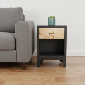 HomeRoots 22" Black Solid Wood Pedestal End Table - Stylish Storage Solution for Modern Living Spaces 622884