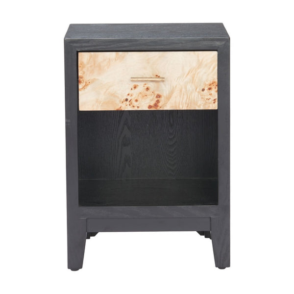 HomeRoots 22" Black Solid Wood Pedestal End Table - Stylish Storage Solution for Modern Living Spaces 622884