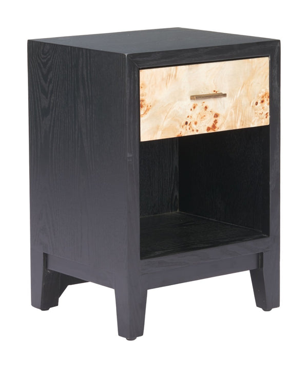 HomeRoots 22" Black Solid Wood Pedestal End Table - Stylish Storage Solution for Modern Living Spaces 622884
