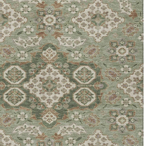 HomeRoots 5' Sage Copper and Ivory Medallion Area Rug - Durable, Washable Indoor/Outdoor Essential for Any Space 5' X 8' 622885