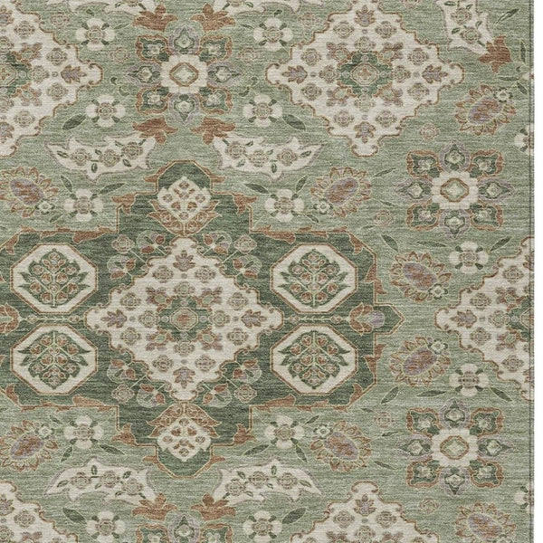 HomeRoots 5' Sage Copper and Ivory Medallion Area Rug - Durable, Washable Indoor/Outdoor Essential for Any Space 5' X 8' 622885