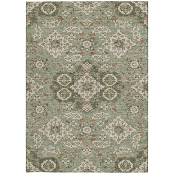 HomeRoots 5' Sage Copper and Ivory Medallion Area Rug - Durable, Washable Indoor/Outdoor Essential for Any Space 5' X 8' 622885
