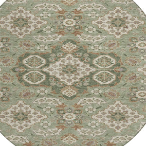 HomeRoots 5' Sage Copper and Ivory Medallion Area Rug - Durable, Washable Indoor/Outdoor Essential for Any Space 8' Round 622887