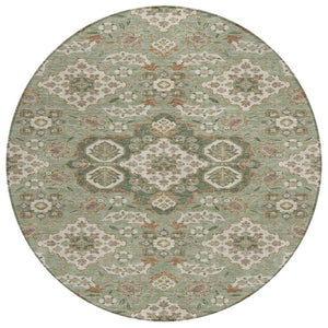 HomeRoots 5' Sage Copper and Ivory Medallion Area Rug - Durable, Washable Indoor/Outdoor Essential for Any Space 8' Round 622887