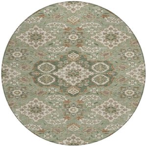 HomeRoots 5' Sage Copper and Ivory Medallion Area Rug - Durable, Washable Indoor/Outdoor Essential for Any Space 8' Round 622887