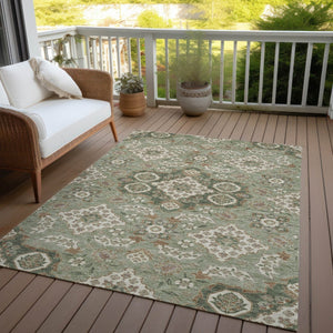 HomeRoots 5' Sage Copper and Ivory Medallion Area Rug - Durable, Washable Indoor/Outdoor Essential for Any Space 8' X 10' 622888
