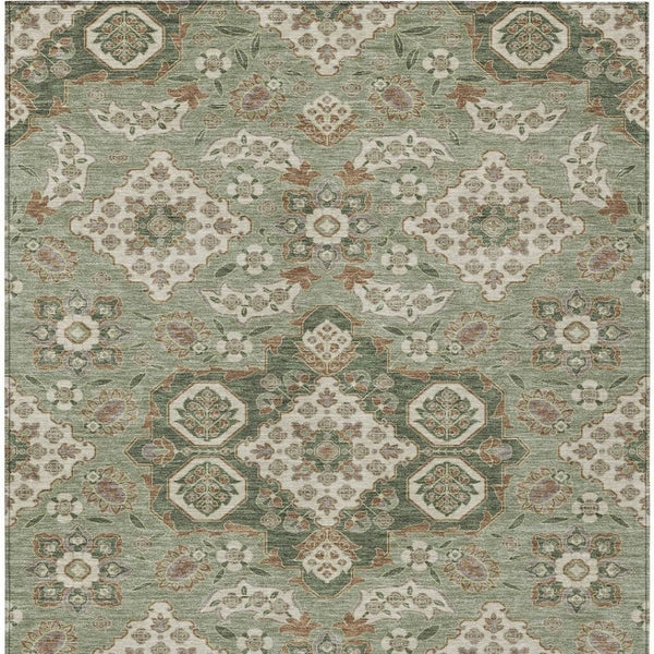 HomeRoots 5' Sage Copper and Ivory Medallion Area Rug - Durable, Washable Indoor/Outdoor Essential for Any Space 8' X 10' 622888