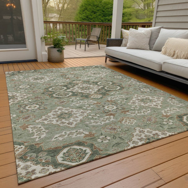 HomeRoots 5' Sage Copper and Ivory Medallion Area Rug - Durable, Washable Indoor/Outdoor Essential for Any Space 8' X 10' 622888