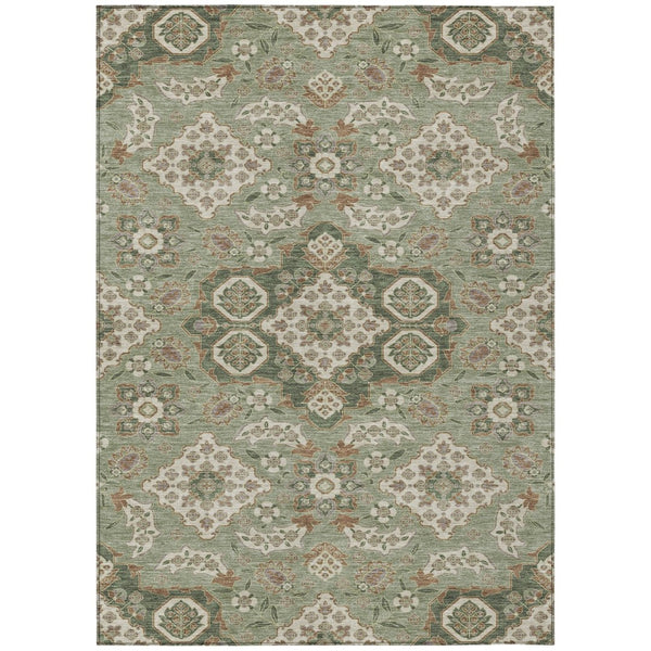 HomeRoots 5' Sage Copper and Ivory Medallion Area Rug - Durable, Washable Indoor/Outdoor Essential for Any Space 9' X 12' 622889