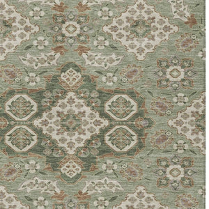 HomeRoots 5' Sage Copper and Ivory Medallion Area Rug - Durable, Washable Indoor/Outdoor Essential for Any Space 9' X 12' 622889