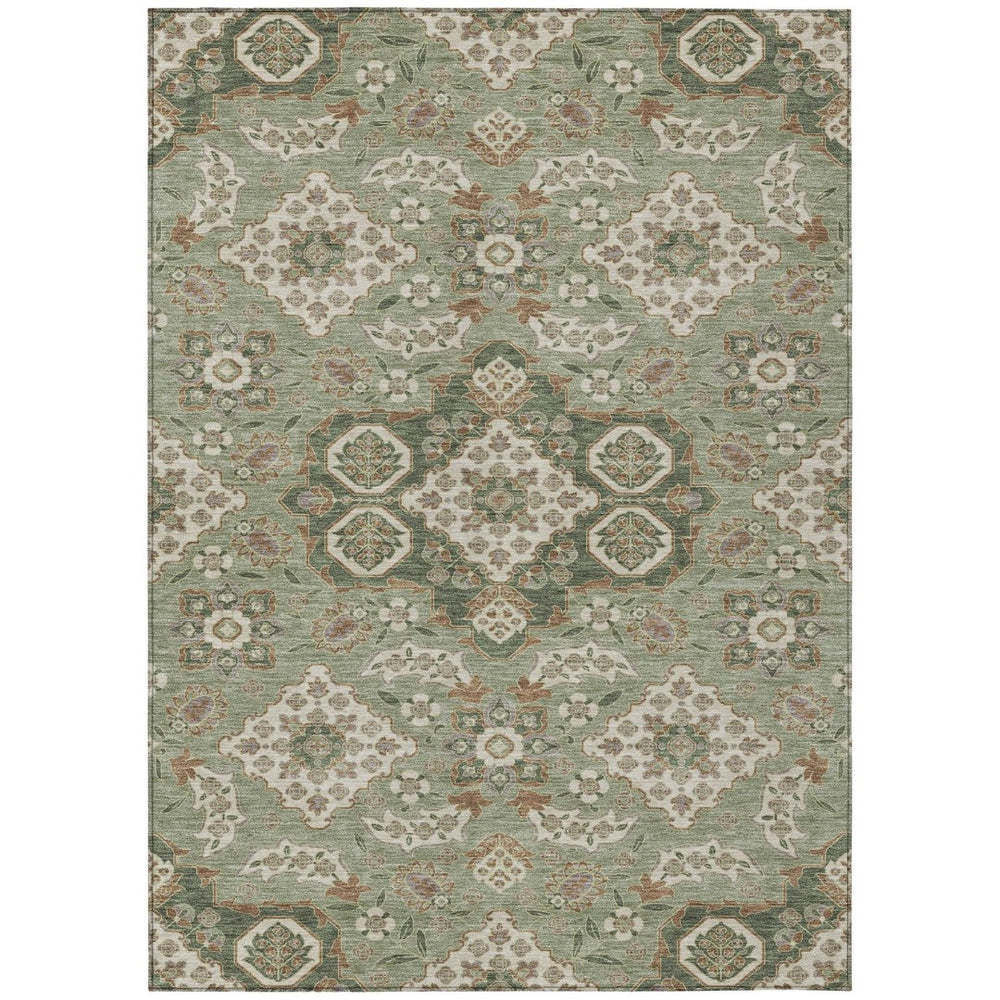 HomeRoots 5' Sage Copper and Ivory Medallion Area Rug - Durable, Washable Indoor/Outdoor Essential for Any Space 10' X 14' 622890