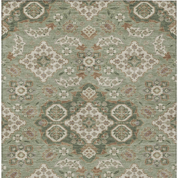 HomeRoots 5' Sage Copper and Ivory Medallion Area Rug - Durable, Washable Indoor/Outdoor Essential for Any Space 10' X 14' 622890