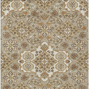 HomeRoots 5' Stylish Taupe Copper Beige Medallion Indoor Outdoor Area Rug – Durable, Washable & Versatile! 5' X 8' 622904