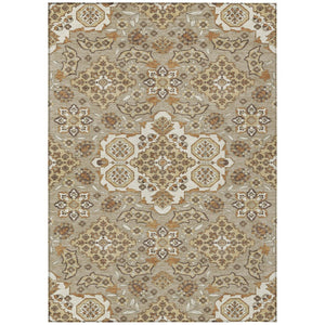 HomeRoots 5' Stylish Taupe Copper Beige Medallion Indoor Outdoor Area Rug – Durable, Washable & Versatile! 5' X 8' 622904