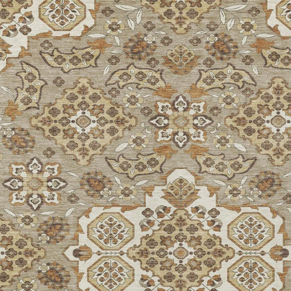 HomeRoots 5' Stylish Taupe Copper Beige Medallion Indoor Outdoor Area Rug – Durable, Washable & Versatile! 5' X 8' 622904