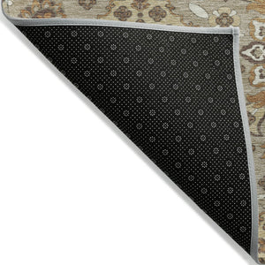 HomeRoots 5' Stylish Taupe Copper Beige Medallion Indoor Outdoor Area Rug – Durable, Washable & Versatile! 8' Round 622905