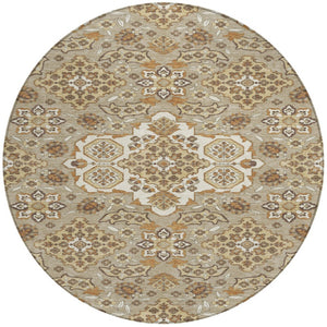 HomeRoots 5' Stylish Taupe Copper Beige Medallion Indoor Outdoor Area Rug – Durable, Washable & Versatile! 8' Round 622905