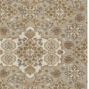 HomeRoots 5' Stylish Taupe Copper Beige Medallion Indoor Outdoor Area Rug – Durable, Washable & Versatile! 8' X 10' 622906