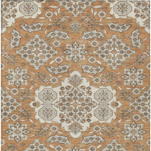 HomeRoots 5' Terra Cotta Gray Beige Medallion Area Rug - Stylish, Washable, Indoor/Outdoor Durability for All Spaces 8' X 10' 622912