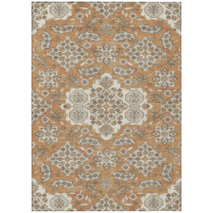 HomeRoots 5' Terra Cotta Gray Beige Medallion Area Rug - Stylish, Washable, Indoor/Outdoor Durability for All Spaces 8' X 10' 622912