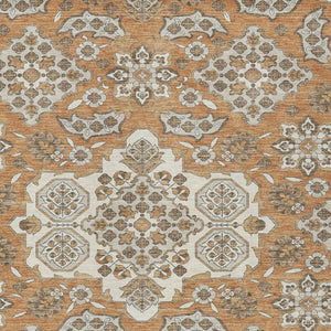 HomeRoots 5' Terra Cotta Gray Beige Medallion Area Rug - Stylish, Washable, Indoor/Outdoor Durability for All Spaces 9' X 12' 622913