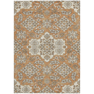 HomeRoots 5' Terra Cotta Gray Beige Medallion Area Rug - Stylish, Washable, Indoor/Outdoor Durability for All Spaces 10' X 14' 622914