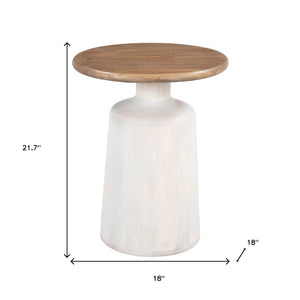 HomeRoots 22" White Pedestal End Table - Stylish Compact Accent for Modern Farmhouse Living & Versatile Use 622921