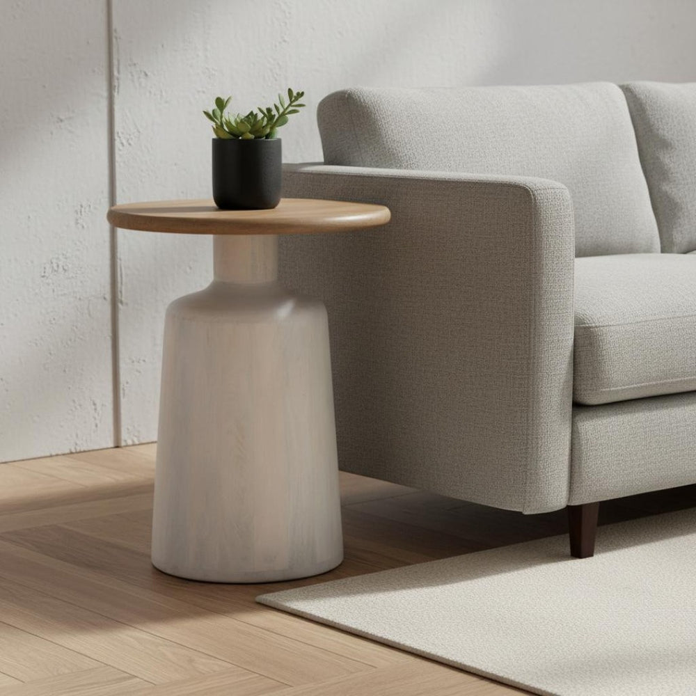 HomeRoots 22" White Pedestal End Table - Stylish Compact Accent for Modern Farmhouse Living & Versatile Use 622921