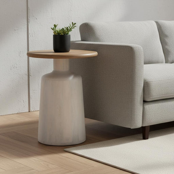 HomeRoots 22" White Pedestal End Table - Stylish Compact Accent for Modern Farmhouse Living & Versatile Use 622921