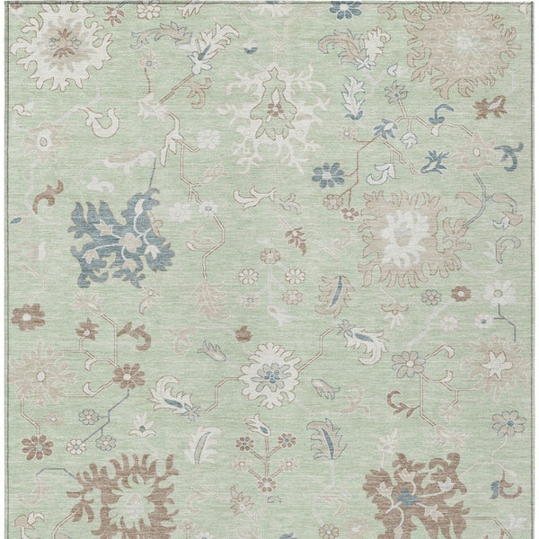 HomeRoots 5' Artichoke Green Floral Indoor Outdoor Area Rug – Durable, Washable, Perfect for High-Traffic Spaces 5' X 8' 622923