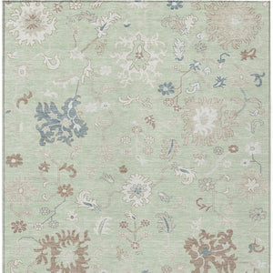 HomeRoots 5' Artichoke Green Floral Indoor Outdoor Area Rug – Durable, Washable, Perfect for High-Traffic Spaces 8' X 10' 622925