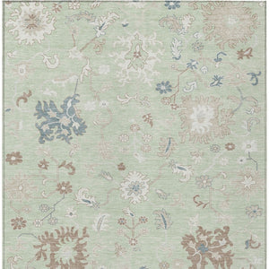 HomeRoots 5' Artichoke Green Floral Indoor Outdoor Area Rug – Durable, Washable, Perfect for High-Traffic Spaces 8' X 10' 622925