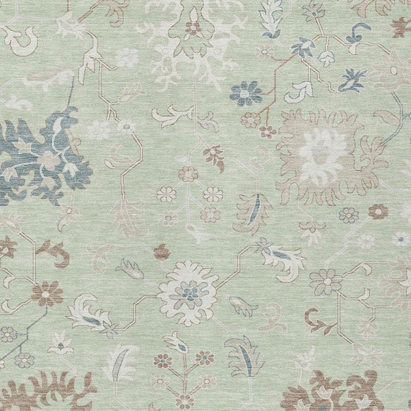 HomeRoots 5' Artichoke Green Floral Indoor Outdoor Area Rug – Durable, Washable, Perfect for High-Traffic Spaces 9' X 12' 622926