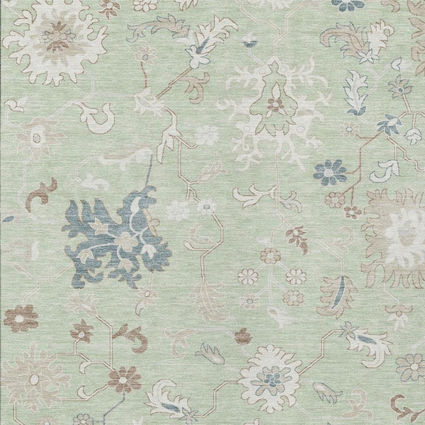 HomeRoots 5' Artichoke Green Floral Indoor Outdoor Area Rug – Durable, Washable, Perfect for High-Traffic Spaces 10' X 14' 622927