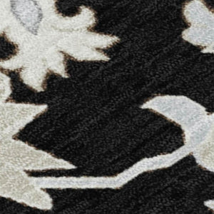 HomeRoots 5' Elegant Black Ivory Gray Floral Washable Area Rug for Indoor and Outdoor High-Traffic Spaces 8' X 10' 622931