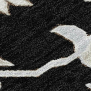 HomeRoots 5' Elegant Black Ivory Gray Floral Washable Area Rug for Indoor and Outdoor High-Traffic Spaces 9' X 12' 622932