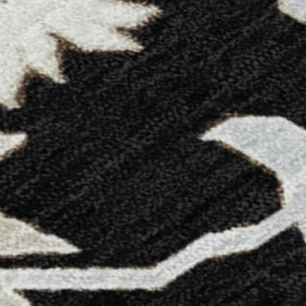 HomeRoots 5' Elegant Black Ivory Gray Floral Washable Area Rug for Indoor and Outdoor High-Traffic Spaces 10' X 14' 622933