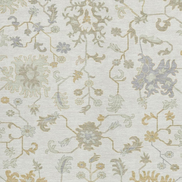HomeRoots 5' Timeless Ivory Gray and Taupe Floral Washable Area Rug for Indoor and Outdoor Versatile Style 5' X 8' 622935