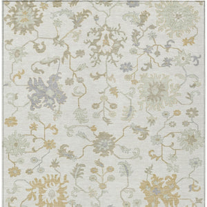 HomeRoots 5' Timeless Ivory Gray and Taupe Floral Washable Area Rug for Indoor and Outdoor Versatile Style 9' X 12' 622938