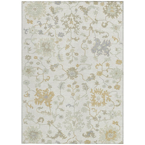 HomeRoots 5' Timeless Ivory Gray and Taupe Floral Washable Area Rug for Indoor and Outdoor Versatile Style 9' X 12' 622938