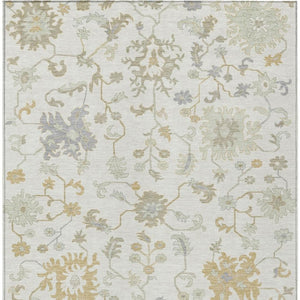 HomeRoots 5' Timeless Ivory Gray and Taupe Floral Washable Area Rug for Indoor and Outdoor Versatile Style 9' X 12' 622938