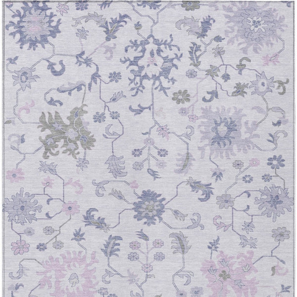 HomeRoots 5' Elegant Floral Area Rug in Lavender Mauve and Gray - Washable, Durable for Indoor & Outdoor Use 8' X 10' 622943