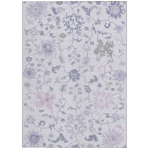 HomeRoots 5' Elegant Floral Area Rug in Lavender Mauve and Gray - Washable, Durable for Indoor & Outdoor Use 8' X 10' 622943