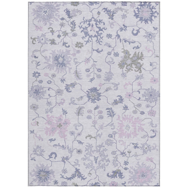 HomeRoots 5' Elegant Floral Area Rug in Lavender Mauve and Gray - Washable, Durable for Indoor & Outdoor Use 8' X 10' 622943