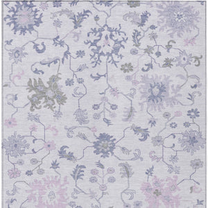 HomeRoots 5' Elegant Floral Area Rug in Lavender Mauve and Gray - Washable, Durable for Indoor & Outdoor Use 9' X 12' 622944