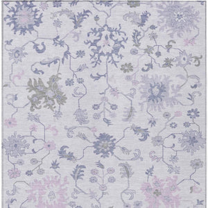 HomeRoots 5' Elegant Floral Area Rug in Lavender Mauve and Gray - Washable, Durable for Indoor & Outdoor Use 9' X 12' 622944