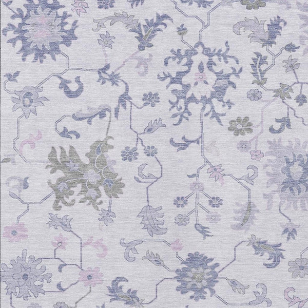 HomeRoots 5' Elegant Floral Area Rug in Lavender Mauve and Gray - Washable, Durable for Indoor & Outdoor Use 9' X 12' 622944