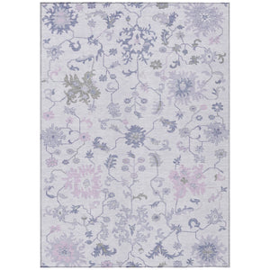 HomeRoots 5' Elegant Floral Area Rug in Lavender Mauve and Gray - Washable, Durable for Indoor & Outdoor Use 10' X 14' 622945